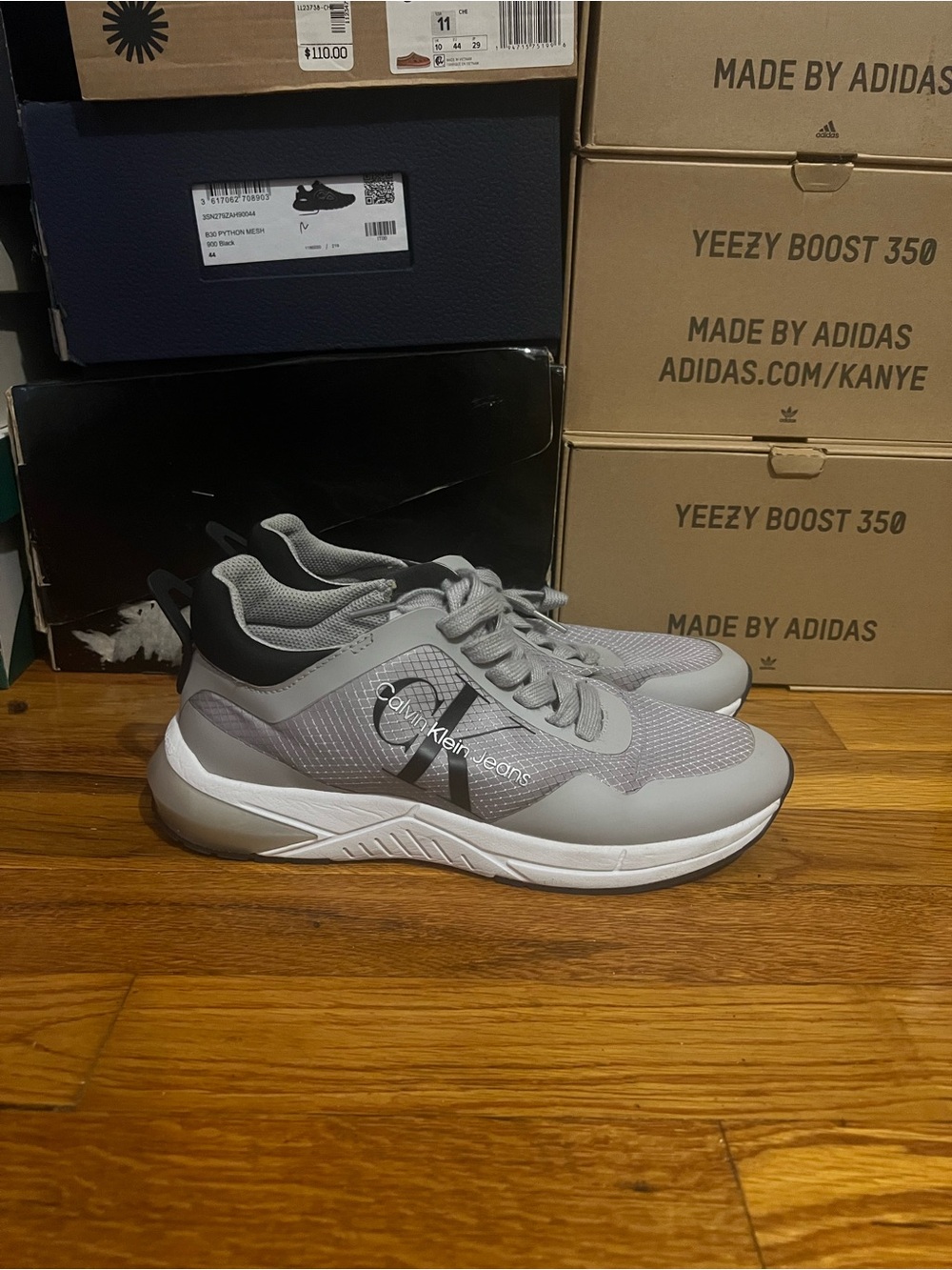 Calvin Klein Jeans Gray and Black Low-Top Mesh Sneakers